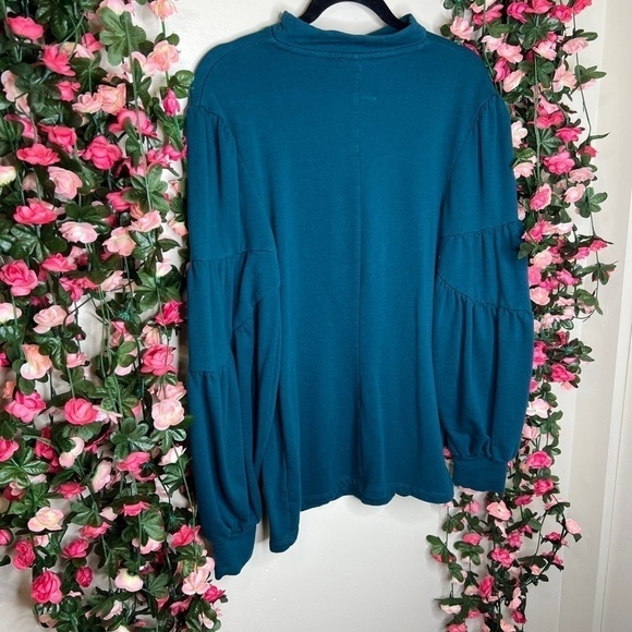 Isabel Maternity Blue Turquoise Layered Puff Sleeve Womens Blouse S Pregnancy - Picture 6 of 9